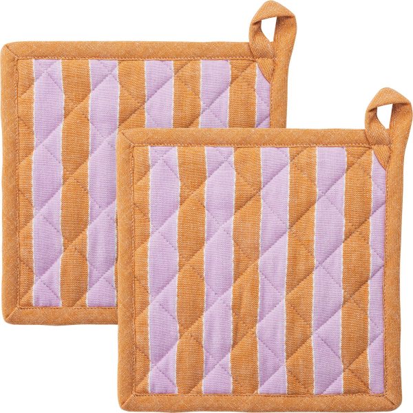 Topfhalter aus Bio-Baumwolle - 2er-Pack - vivid lines/orange