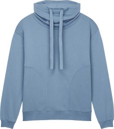 Organic Women's Funnel Neck Sweatshirt - sueded blue dusk