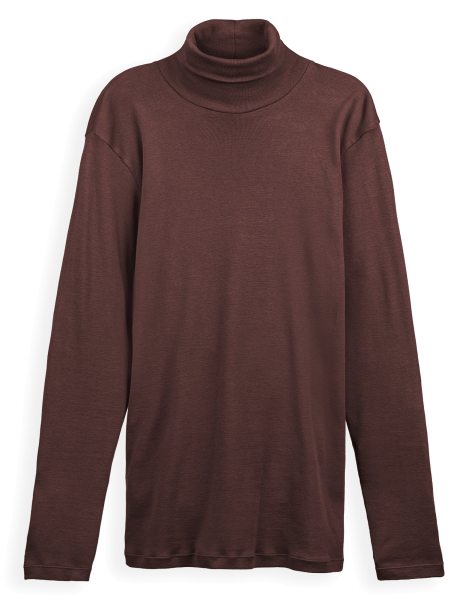 Rollkragen-Langarmshirt aus Bio-Baumwolle - espresso