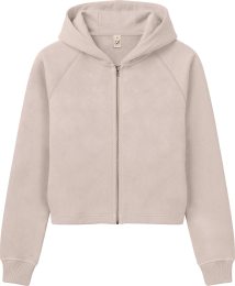 Organic Women's Cropped Zip-Hoodie - fawn