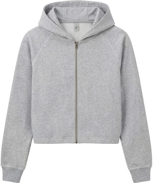 Organic Women's Cropped Zip-Hoodie - light heather