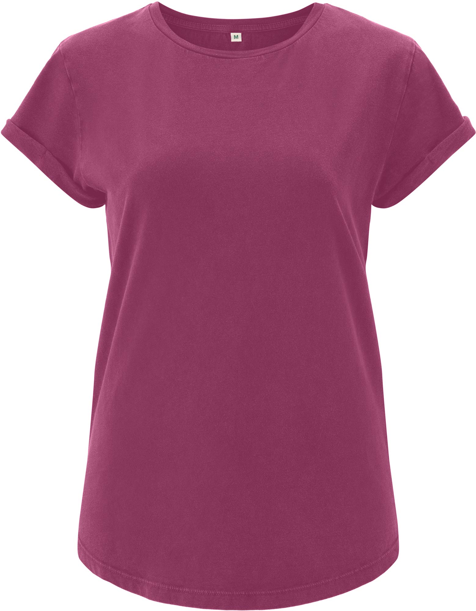 Rolled Up Sleeve T-Shirt Damen Bio-Baumwolle - berry