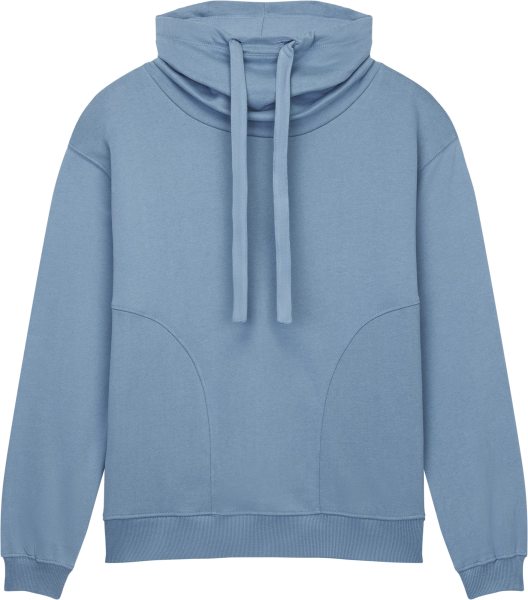 Organic Women's Funnel Neck Sweatshirt - sueded blue dusk