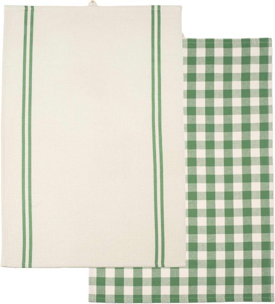 Geschirrtuch aus Bio-Baumwolle - Doppelpack - green/natural