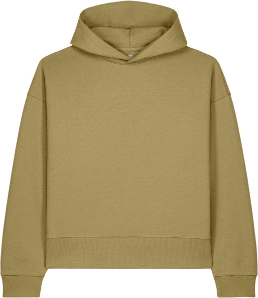 Boxy Hoodie aus Bio- & Recycling-Baumwolle - faded olive