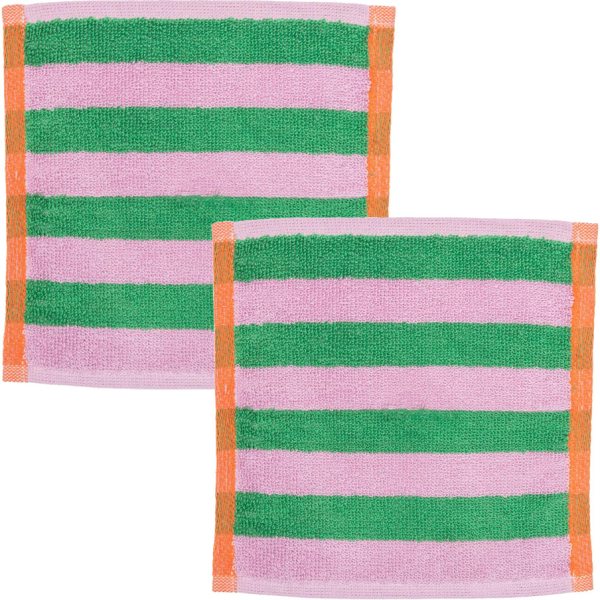 Frottee-Abwaschtuch aus Bio-Baumwolle - 2er-Pack - stripes/grün