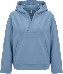 Organic Women's V Neck Hoodie - blue dusk