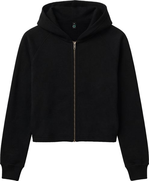 Organic Women's Cropped Zip-Hoodie - black