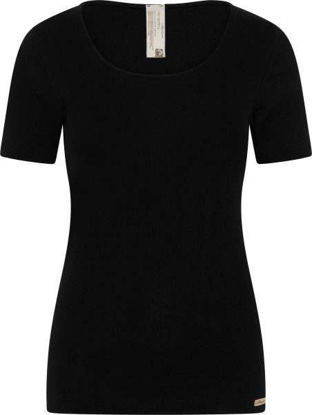 Feinripp T-Shirt aus Fairtrade Biobaumwolle - schwarz