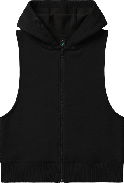 Organic Women's Sleeveless Zip-Hoodie - black