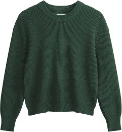 Fairtrade Rippstrick-Pullover Adah aus Bio-Baumwolle - deep forest melange