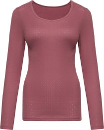 Langarm-Unterhemd - Ajour-Feinripp aus Bio-Baumwolle - old rose