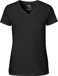 V-Neck T-Shirt Fairtrade Biobaumwolle - schwarz