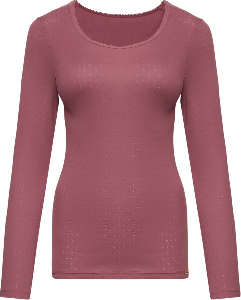 Langarm-Unterhemd - Ajour-Feinripp aus Bio-Baumwolle - old rose