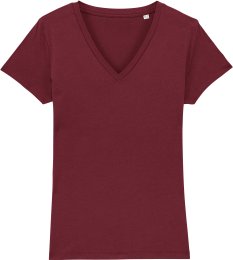 T-Shirt mit V-Ausschnitt aus Bio-Baumwolle - burgundy