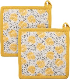 Topfhalter aus Bio-Baumwolle - 2er-Pack - boho/gelb