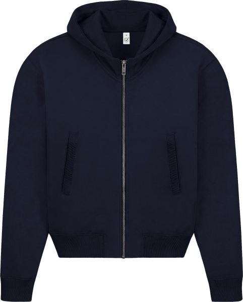 Organic Bomber Jacket Hoodie - navy