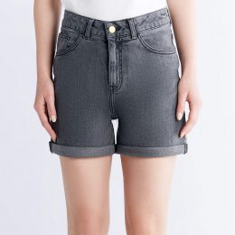 Denim Mom Fit Shorts aus Bio-Baumwolle - iron gray