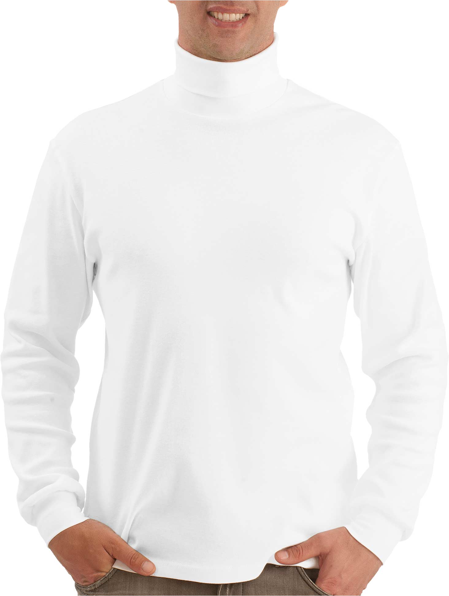 Rollkragen Shirt weiss - 100% Baumwolle für Herren - Trigema