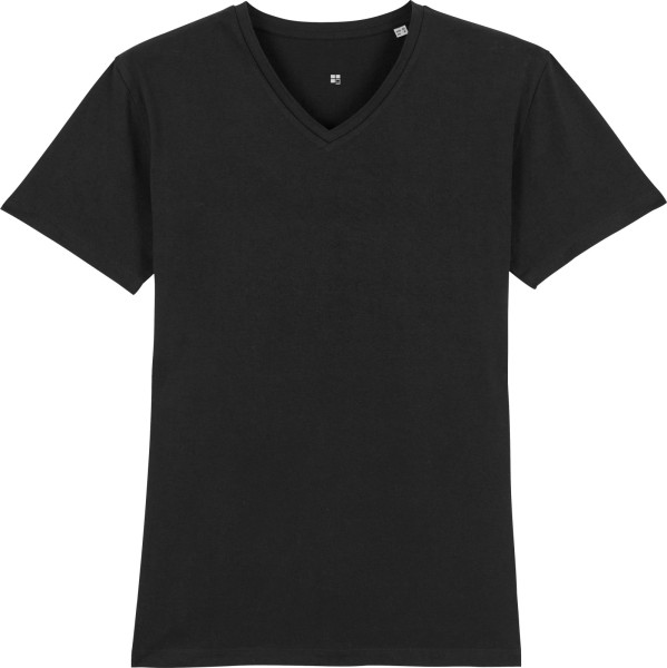 T-Shirt mit V-Ausschnitt aus Bio-Baumwolle - black