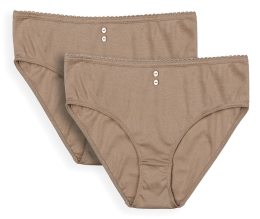 Slip aus Bio-Baumwolle - 2er-Pack - nougat