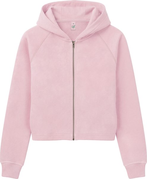 Organic Women's Cropped Zip-Hoodie - baby pink