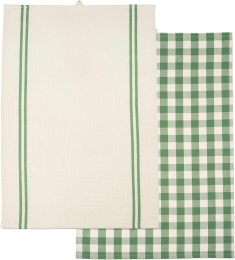 Geschirrtuch aus Bio-Baumwolle - Doppelpack - green/natural
