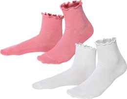 Socken mit Kräuselrand aus Bio-Baumwolle - 2er-Pack - white/camelia