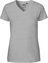 Organic Fitted V-Neck T-Shirt Fairtrade - grau-meliert