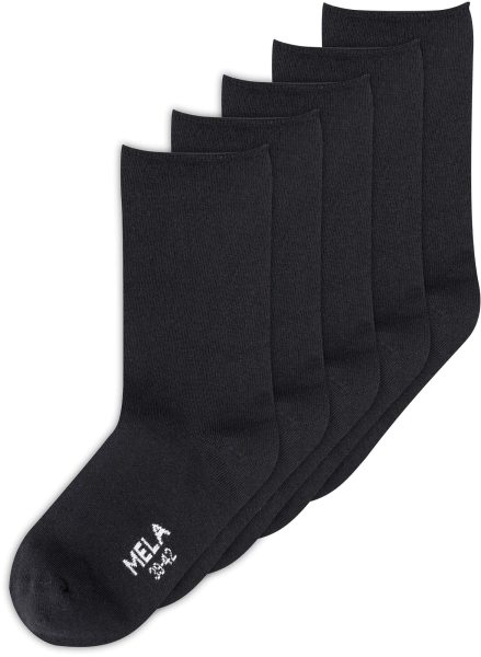 Fairtrade Rollsaum Socken aus Bio-Baumwolle - 5er-Pack - schwarz