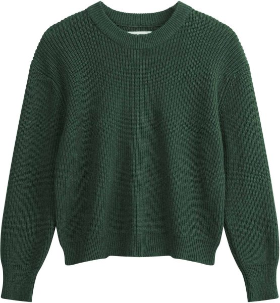 Fairtrade Rippstrick-Pullover Adah aus Bio-Baumwolle - deep forest melange