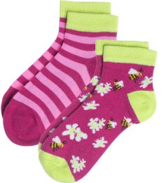 Kinder Sneaker-Socken aus Bio-Baumwolle - 2er-Pack - happy bees