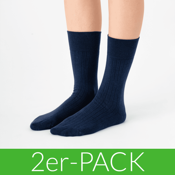 Business Strümpfe aus Bio-Baumwolle - 2er Pack - tiefindigo