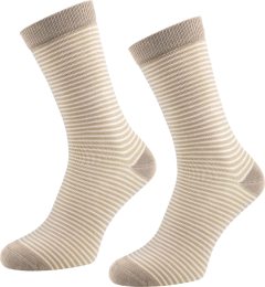 Socken aus Bio-Baumwolle geringelt - 2er Pack - braun-natur