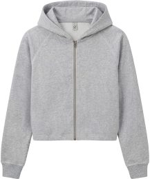 Organic Women's Cropped Zip-Hoodie - light heather