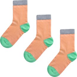 Kinder Socken aus Bio-Baumwolle - 3er-Pack - aprikose/kiwi