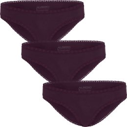 Slip mit Spitze aus Bio-Baumwolle - aubergine - 3er-Pack