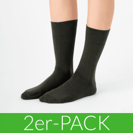 Business Strümpfe aus Bio-Baumwolle - 2er Pack - olivebraun