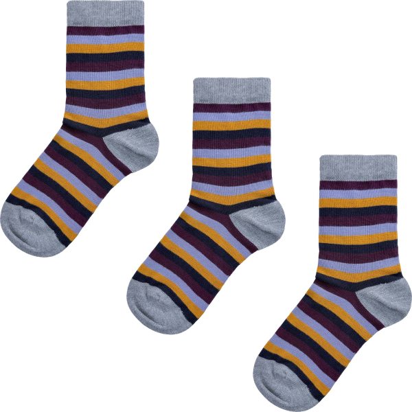Kinder Socken aus Bio-Baumwolle - 3er-Pack - magenta/lavendel/ingwer/indigo