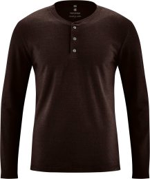 Henley-Longsleeve aus Bio-Baumwolle und Hanf - espresso