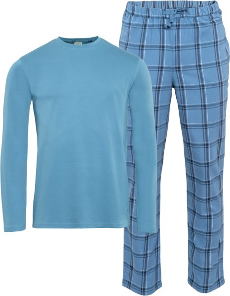 Pyjama aus Bio-Baumwolle - blue shadow check