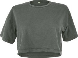 Cropped T-Shirt aus Biobaumwolle - stone grey
