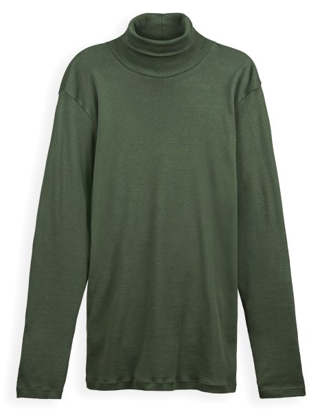 Rollkragen-Langarmshirt aus Bio-Baumwolle - forest green