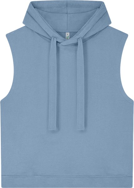 Organic Women's Sleeveless Hoodie - sueded blue dusk