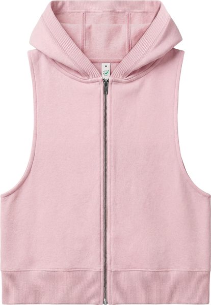 Organic Women's Sleeveless Zip-Hoodie - baby pink