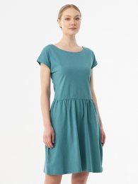 Kurzarm-Kleid aus Bio-Baumwolle - petrol blue
