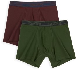 Herren Pants aus Bio-Baumwolle mit längerem Bein - Doppelpack - green/espresso