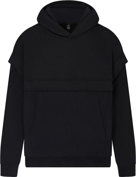 Organic Storm Flap Hoodie - sueded black