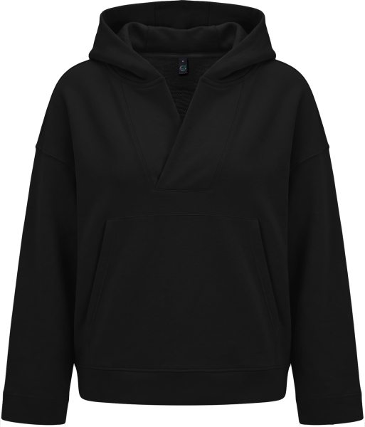 Organic Women's V-Neck Hoodie - black