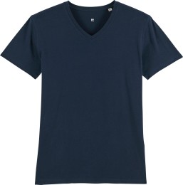 T-Shirt mit V-Ausschnitt aus Bio-Baumwolle - french navy